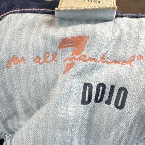 7 For All Mankind Dojo Crop Denim Jeans Wide Leg Size 28 Dark Wash Y2k Retro - Picture 7 of 9
